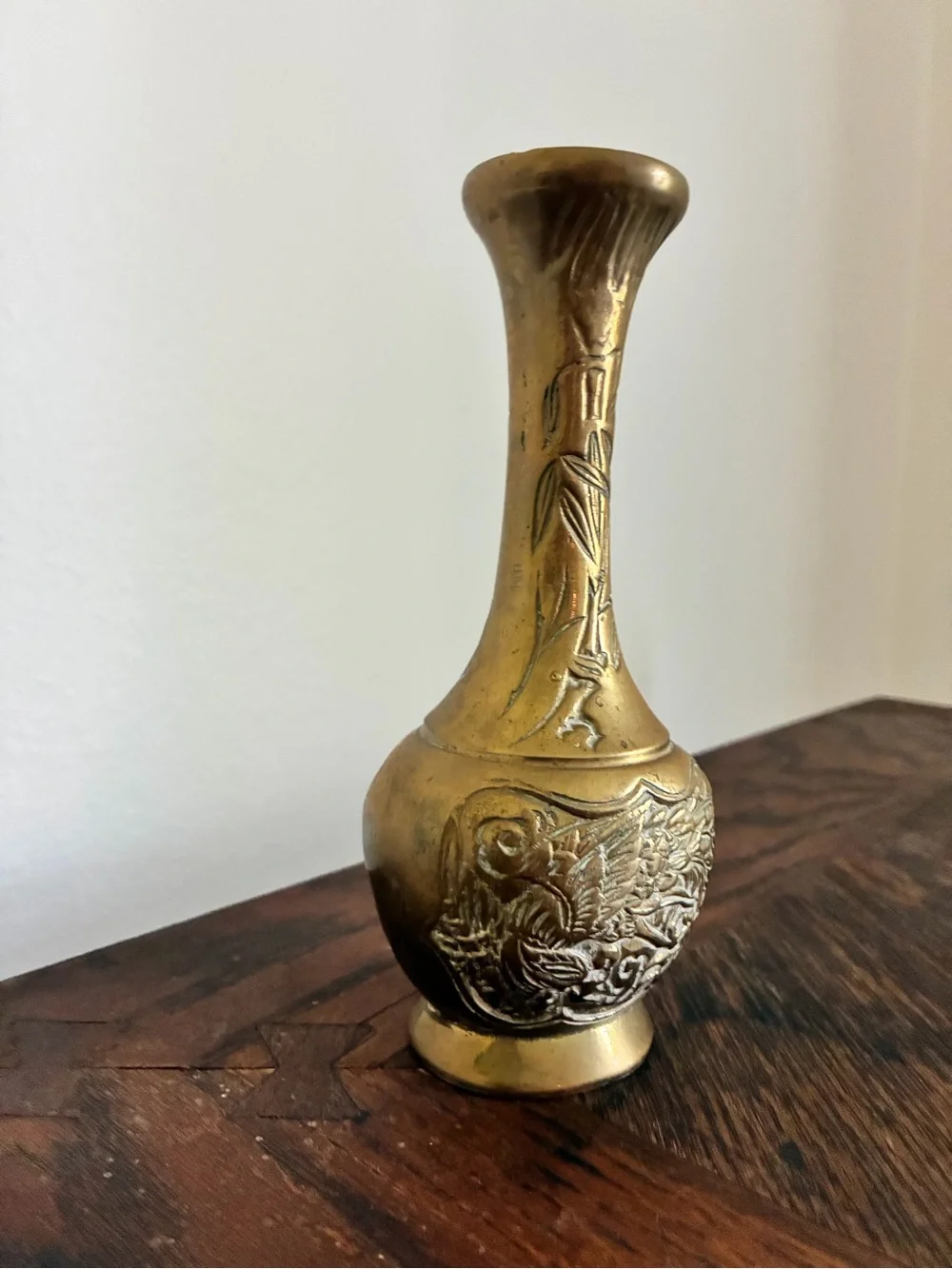 Vintage brass vase 7” tall